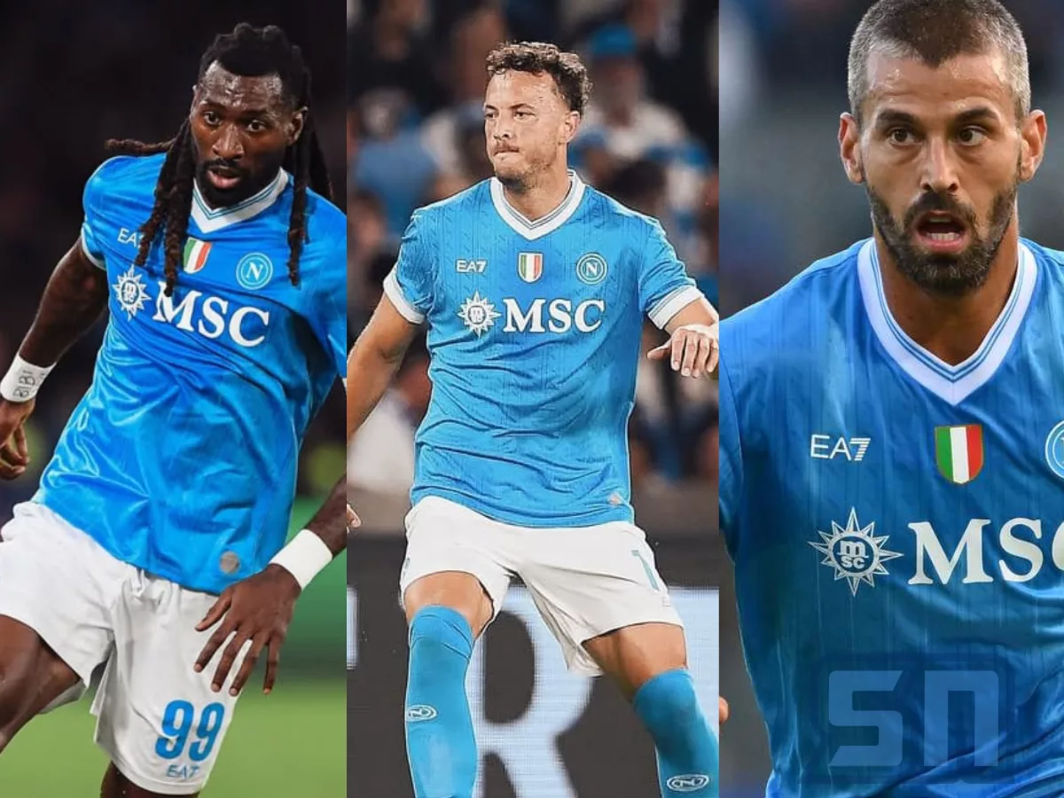 I giocatori del Napoli: Anguissa, Rrahmani e Spinazzola