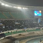 Il settore ospiti occupato dai tifosi napoletani durante il match Hellas Verona - Napoli