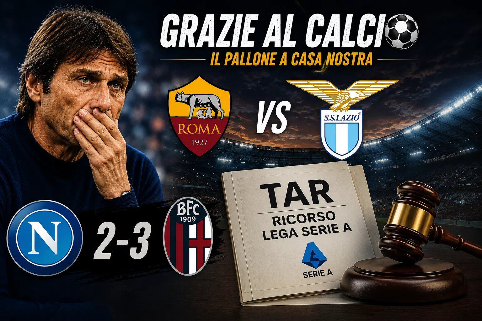 Caos Serie A e Napoli KO - La nuova puntata di Grazie al Calcio 1 La copertina dell'ultima puntata di Grazie al Calcio